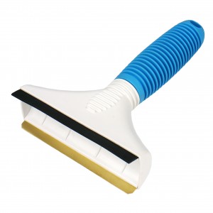 Ice scraper with brass blade, rubber squeegee and soft grip